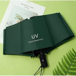 kwizy canopi UV Sunshade & Rain Black 3-Folding Umbrella, 8 Ribs Automatic Opening Umbrella Umbrella image 1