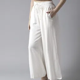 rangkriti Pack of 2 Women Regular Fit Red, White Viscose Rayon Trousers image 4