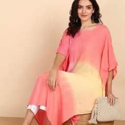 maaesa Solid Crepe Women Kaftan image 4