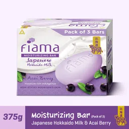 fiama Moisturizing Soap Bars (125gmx3), Japanese Hokkaido Milk & Acai Berry,Non-Sticky-picture-42