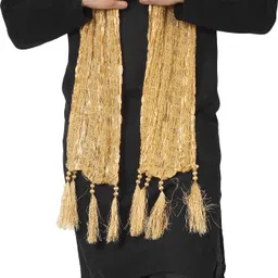 a r silk dupatta hub Art Silk Self Design Gold Men Dupatta image 3