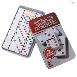 kidoyz Double Six Dot Dominoes Set - White Dominoes 28 Piece Set Toy Educational Board Games image 3