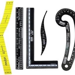 saravana super mart Hip Scale, Black Arm Hole, L Square, Straight and Designer Curve 5 pcs Combo Ruler-picture-11