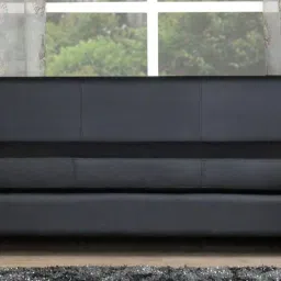 nilkamal New Russo Leathrette 3 Seater Sofa in Black Colour image 1