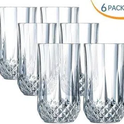 (Pack of 6) Pack of 6) Drinking Glasses Set of 6- 12.5 CM Highball Glasses Crystal Glass Tumblers for Water, Juice, Beer, Wine, Cocktails, Whiskey Glass Set (300 ml, Glass) Glass Set Water/Juice Glass-image-3