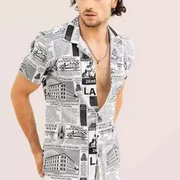 floura Men Regular, Super Slim Fit Printed Ribbed Collar Casual Shirt-picture-20