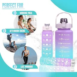 flipkart smartbuy 3 PCS MULTICOLOR WATERBOTTLE SET FOR DAILY USE AT OFFICE GYM AND TRAVELLING 2000 ml Bottle image 3
