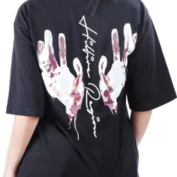 hilfire region Women Typography Round Neck Cotton Blend Black T-Shirt-picture-22