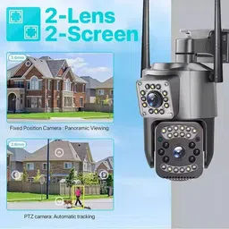 AVOIHS WIFI CCTV HD Dual Lens Camera Bullet+360° PTZ Control TwoWay Audio Night Vision Security Camera image 3