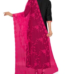 s and h designer Net Embroidered Pink Women Dupatta image 3