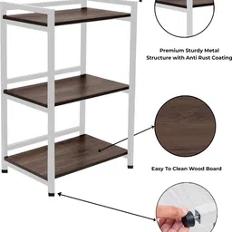 wow craft Containers Kitchen Rack 3-Layer Multipurpose Microwave Oven Stand & OTG Rack | Storage Shelf (White)) Wood, Iron image 3