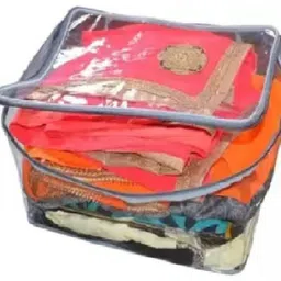 KFIA Transparent Saree Cover Combo Pack of 2 Cotton Laundry Bag image 2