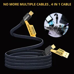 RoarX USB Type C Cable 6.5 A 1.2 m Braided 65 Watt USB to Type C , USB to Lightning , Type C to C data cable , 4 in 1 Fast Charging Data Cable compatible with apple/samsung/mi/oneplus/oppo/vivo/poco/tecno/realme/oneplus phones image 4