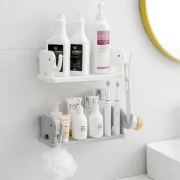 shreejee Self Adhesivecute Floating Shelves Wall Shelf for Home, Office & Kitchen X2.264 Plastic Wall Shelf image 2