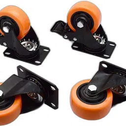 hepiack PU Swivel Caster Wheels with 360 Degree Top Plate- Pack of 4 (2 Inch) Fixed Furniture Caster-picture-24