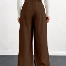 rajovati Women Loose Fit Brown Viscose Rayon Trousers image 3
