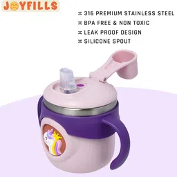 joyfills Stainless Steel Sipper Bottle for Kids Milk & Water Feeding Sippy Cup with Straw image 5