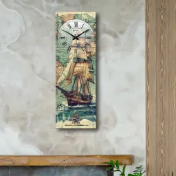 olive tree Multicolour Rectangle 24 Inches Wooden Wall Clock (Ship) image 1