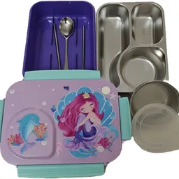 aa sarna traders Stainless Lunch Box For Kids | 750ML Lunch Box, Item, School Lunch Box for Kids 3 Containers Lunch Box image 2