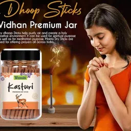 vidhan Pooja Dhoop Sticks Premium Jar 400 Gm | No Bamboo | No Charcoal KASTURI Dhoop image 4