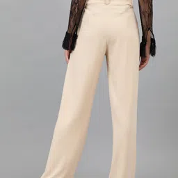 kotty Women Regular Fit Beige Viscose Rayon Trousers image 4