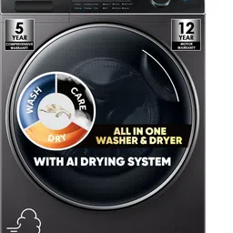 haier 10.5 AI, Wi-Fi, Direct Drive Technology, Condensor and Sensor Dry with Dual Cycle Technology, Puristeam and Refresh Function, Anti Bacterial Technology, Super Drum 525mm with Custom Wash Programs Washer with Dryer with In-built Heater Grey-picture-10