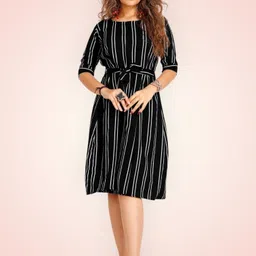 itsoutft Women A-line Black Knee Length Dress-picture-34