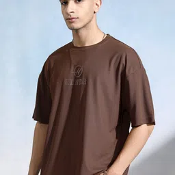 highlander Men Printed Round Neck Cotton Blend Brown T-Shirt image 3