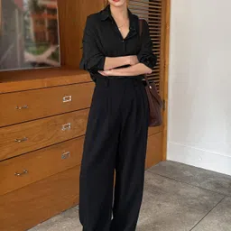 hoc Women Boxy Fit Solid Spread Collar Casual Shirt image 4