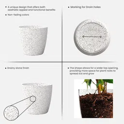 yuccabe italia SHERA Stella Flower Pots for Home Décor | 8 Inch Planter for Indoor & Outdoor Plant Container Set image 4