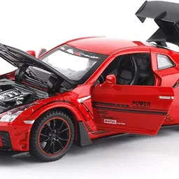 darvice 132 Nissan R35 Supra Die Cast Metal Toy Car Model Light Sound Openable Door image 1
