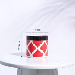 Rose Red Ceramic Pipe Shape Desk Pot Planter by Ugaoo image 4