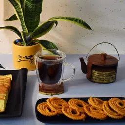 dulariya Melamine Serving Platter, Unbreakable Serving Dessert and Snacks Platter/Tray, Multipurpose (Matt Black, 14 Inch, Pack of 1) Chutney Plate image 2