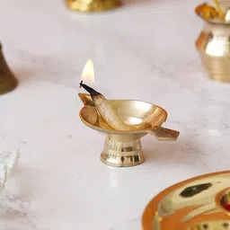 trishvar Diya | Deep | Batti | Oil Lamp Brass Table Diya image 2
