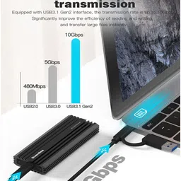 Etzin M.2 NVME External SSD Enclosure, USB 3.1, Gen 2 Adapter with 10Gbps, 4.5 inch USB C image 5