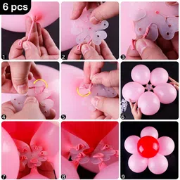 musbu Solid Balloon Decoration- Strip Tape, Glue Dot 1 Balloon Pump10 Ribbon 6 Flower Clip Balloon Bouquet image 3