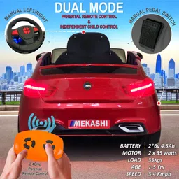 mekashi Electric Car with Remote Control, LED Lights & Music – Rechargeable Toy Car Battery Operated Ride On image 2