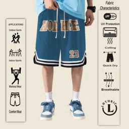 lothric Color Block Men Blue Gym Shorts image 3