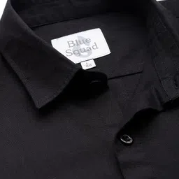 bs blue squad Men Slim Fit Solid Spread Collar Casual Shirt image 4