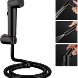 spazio SmartBuy ABS Health Faucet With SS-304 Grade 1 Meter Flexible Black Tube Faucet Set image 1