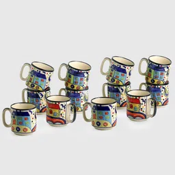 ExclusiveLane Set of 12 Hand-Painted Hut Collection Ceramic Coffee Mugs-picture-20