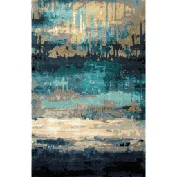jaipur rugs Blue Abstract Wool 5 ft x 7 ft Hand Tufted Carpet image 3