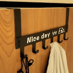 zroof New Over Door Hook Hanger Cartoon Rack Heavy-Duty Hook Organizer with “Nice Day” Hook Rail 6-picture-22