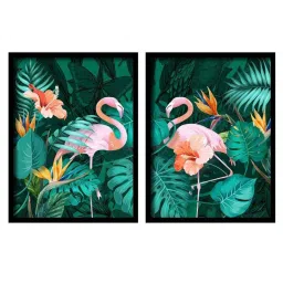 art street Green Canvas Framed Wildlife Art Panels Set of 2 image 4
