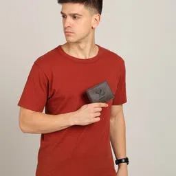 wrogn Men Casual Brown Genuine Leather RFID Wallet image 4