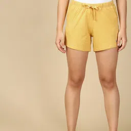 pynk by lux cozi Solid Women Yellow Regular Shorts-picture-20