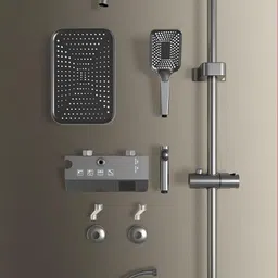 Allwinsink Thermostatic Shower Set with Piano Switches Shower Panel Wall Mounted Rainfall Showerhead Functions. image 5