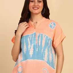 pinktribe Casual Regular Sleeves Tie & Dye Women Orange, Grey Top-picture-16