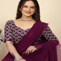 pleriza Solid/Plain Bollywood Chiffon Saree-picture-23