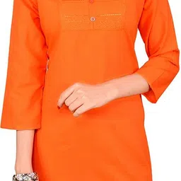 Women Embroidered, Solid Cotton Blend Straight Kurta-image-46